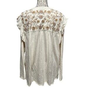 Canyon Retreat Long Sleeve Ivory Embroidered Womens Lg Cottagecore Whimsical